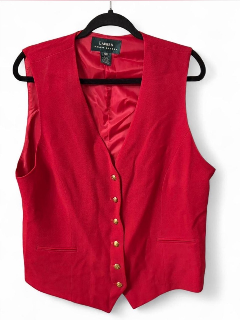 Ralph Lauren Red Sleeveless Button Vest